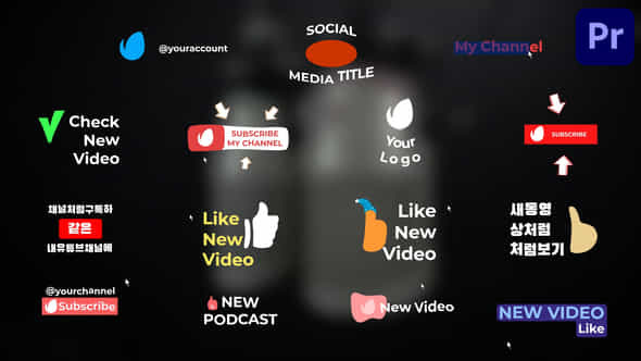 Social Media Buttons And Titles For Premiere Pro - VideoHive 52531334