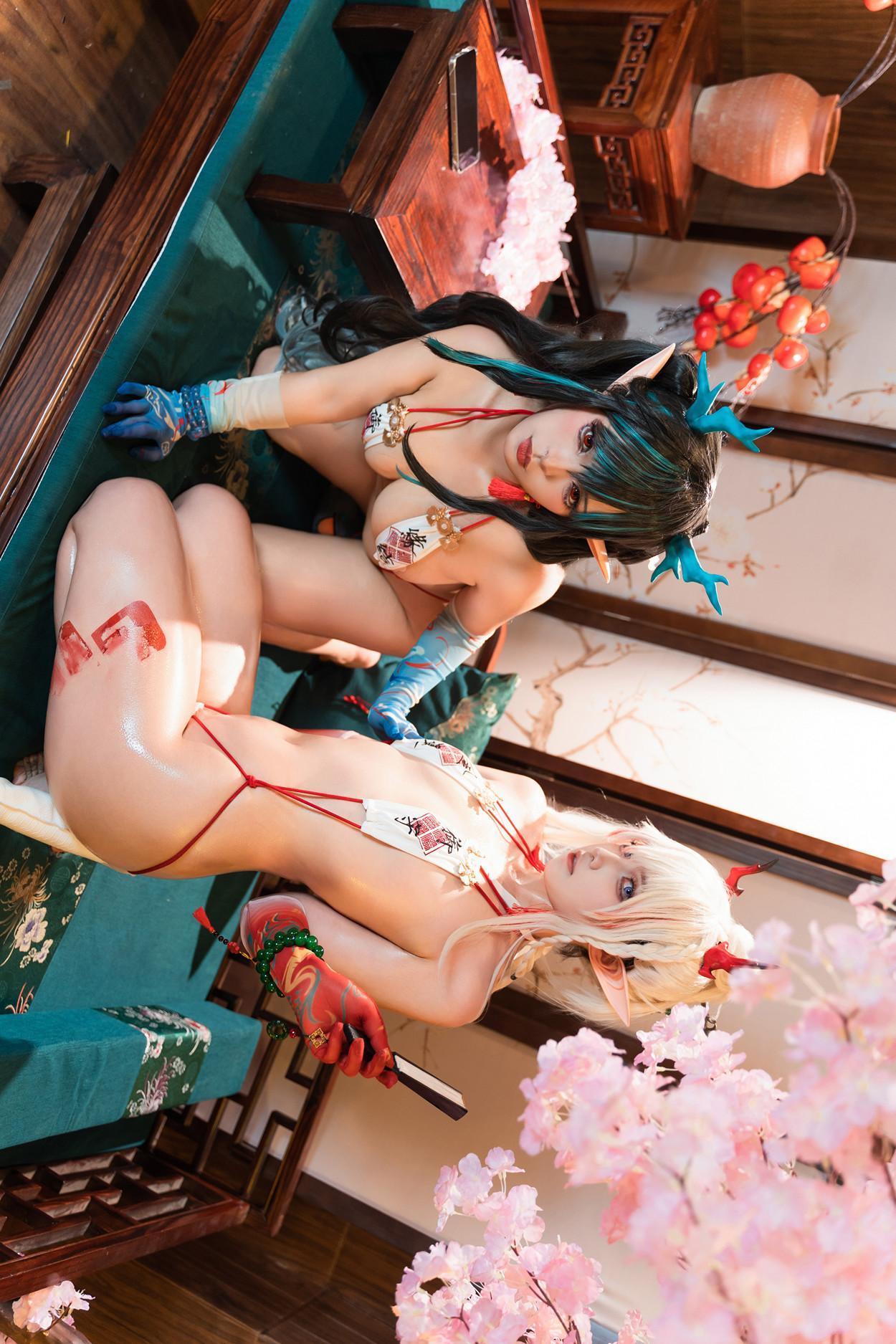 Cosplay 小和甜酒 & 橙风千雅 明日方舟年夕旗袍双人御守 Set.03(51)
