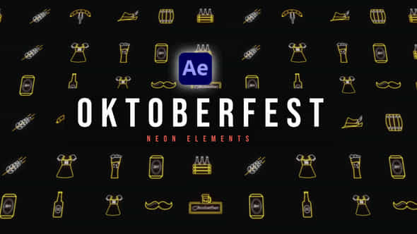 Oktoberfest Neon Icons - VideoHive 53953445