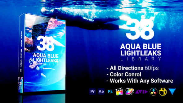 3D Light Leaks Aqua Water Blue - VideoHive 57034571