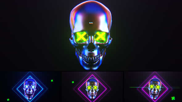 Skull Glitch Logo - VideoHive 31816232