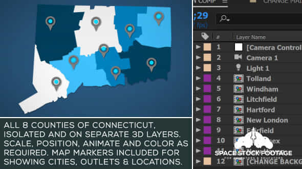 Connecticut Map Kit - VideoHive 20773837