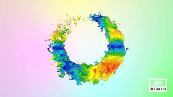 Multicolor Paints Circle Splash 4K - VideoHive 30668105