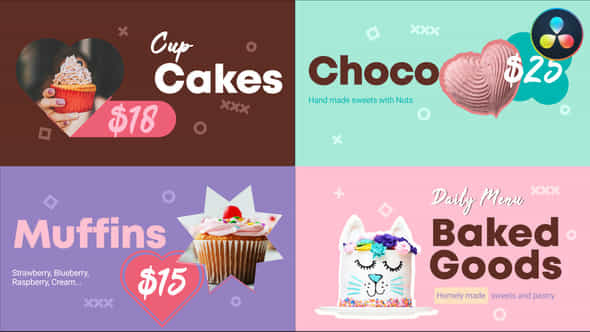 Baked Goods Menu Davinci Resolve - VideoHive 36743864