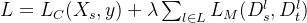 L=L_{C}(X_{s},y)+\lambda \sum_{l\in L}^{}L_{M}(D_{s}^{l},D_{t}^{l})