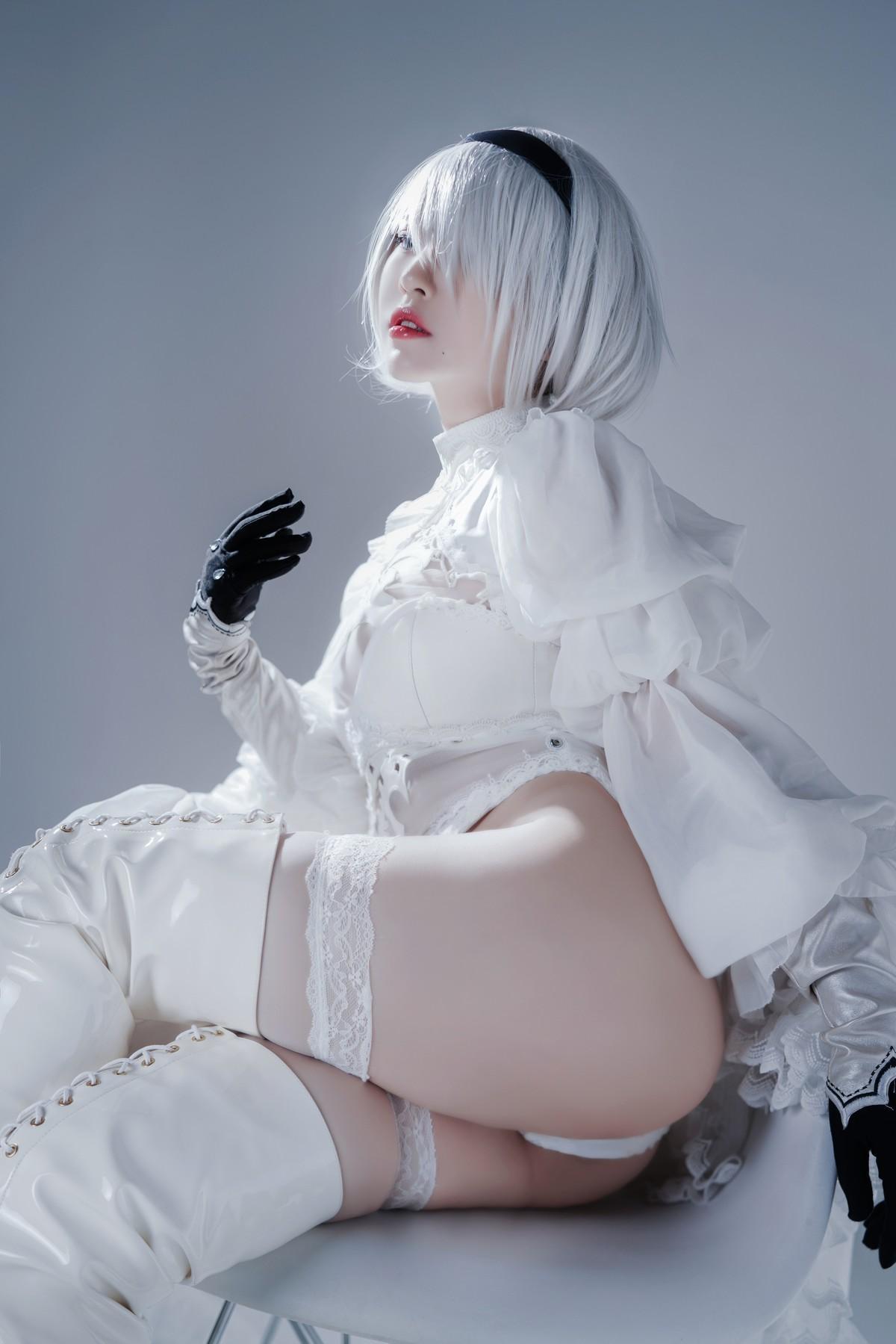 Cosplay 半半子 Automataヨルハ二号B型 白いドレス(16)