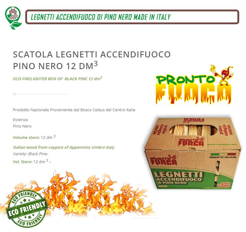 LEGNETTI PER CAMINETTO STUFA LEGNA BARBECUE ACCENDIFUOCO DI PINO NERO  ECOLOGICO