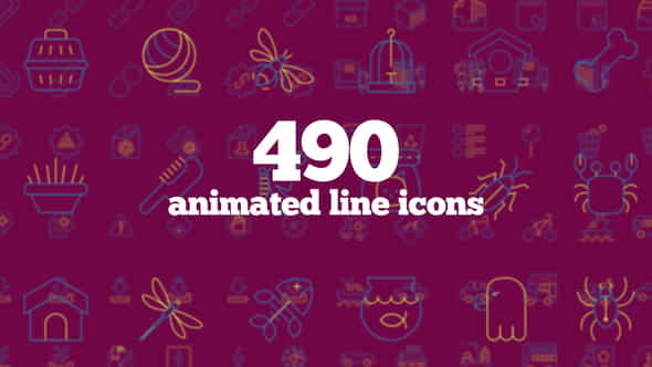 490 Animated Line Icons - VideoHive 23629751