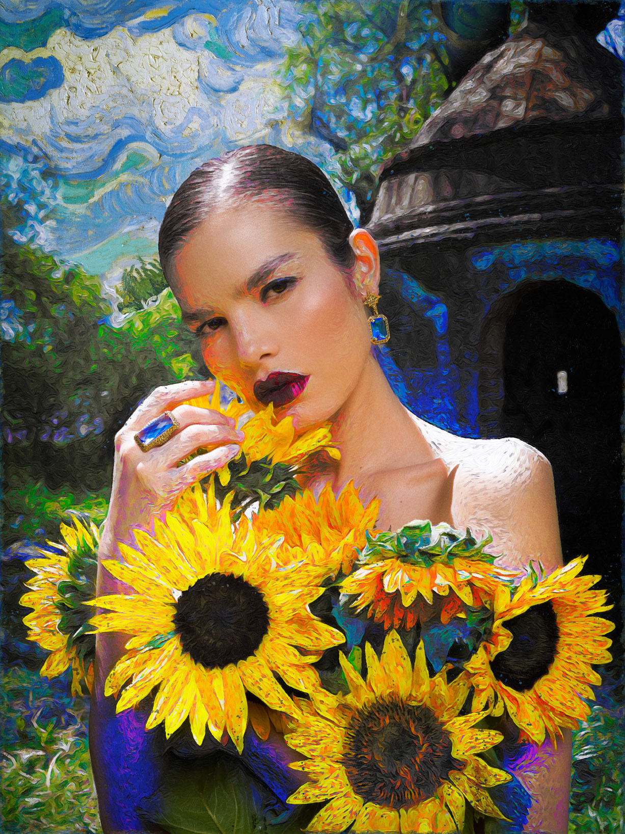 Nohemi Hermosillo by Jvdas Berra / Regina Castillo Jewels 2020 - Van Gogh Реклама ювелирных изделий в стиле Ван Гога / фото 02