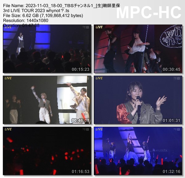 [TV-Variety] 鞘師里保 3rd LIVE TOUR 2023 whynot? (TBS Channel 1 2023.11.03)