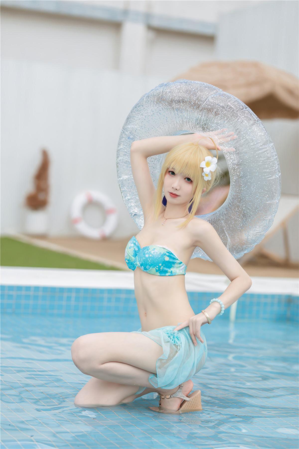 Cosplay 封疆疆v 阿尔托莉雅·潘德拉贡 泳装(27)