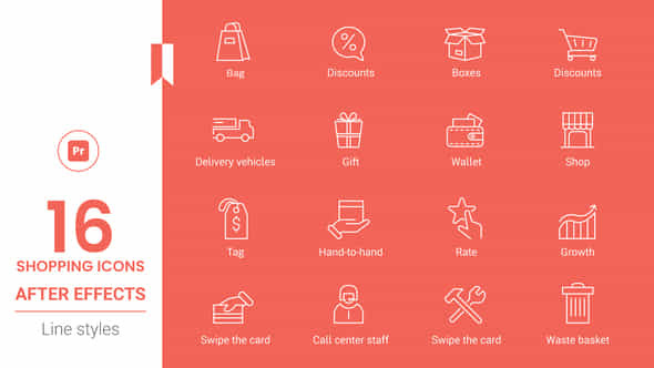 Shopping Line Icons - VideoHive 44732846