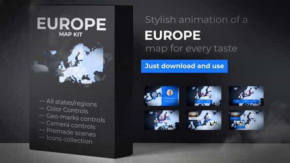 Map of Europe with Countries - VideoHive 24376111