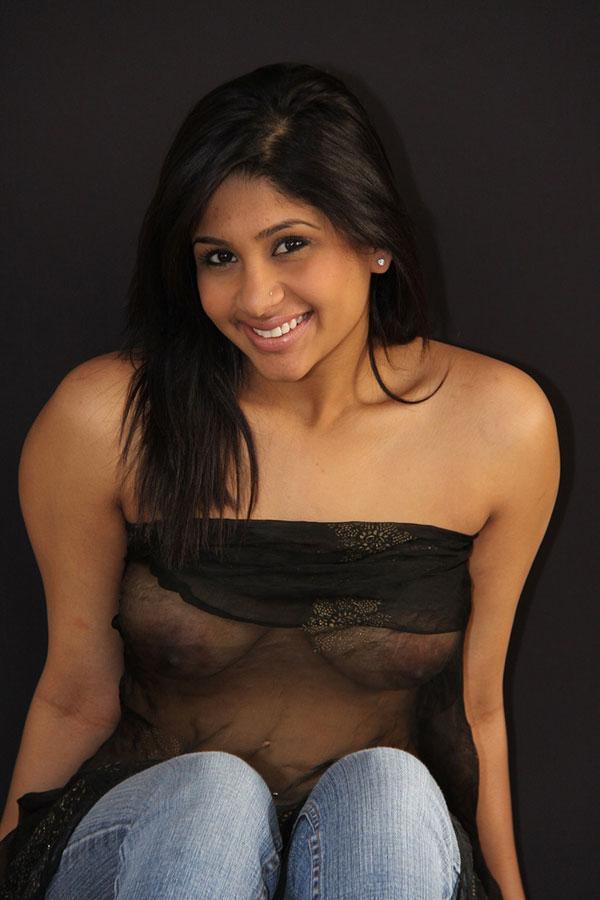 Indian babe shows her big natural tits in and out of see thru lingerie(3)