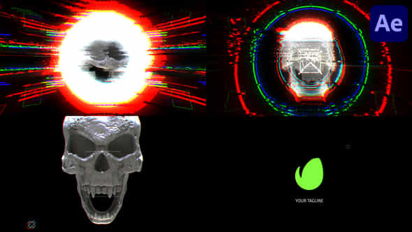 Glitch Skull Logo - VideoHive 43895874