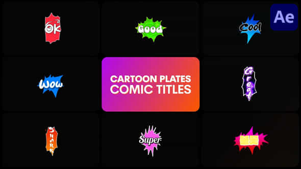Cartoon Plates Comic Titles After Effects - VideoHive 54630683