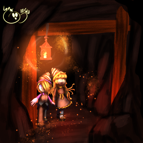 Olly and Olivia in a mineshaft