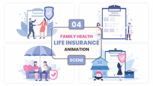 Family Health Life Insurance Animation Scene - VideoHive 53389619