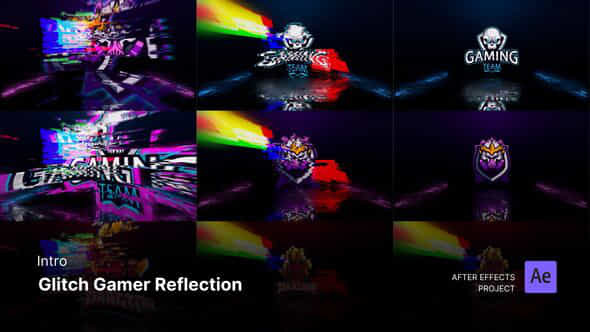 Introopening Glitch Gamer Reflection Logo Reveal After Effects Project Files - VideoHive 55133119