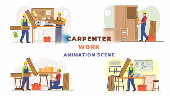 Carpenter Work Animation - VideoHive 43043773