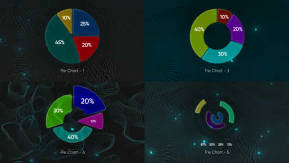 Glassmorphism Pie Charts - VideoHive 52213253