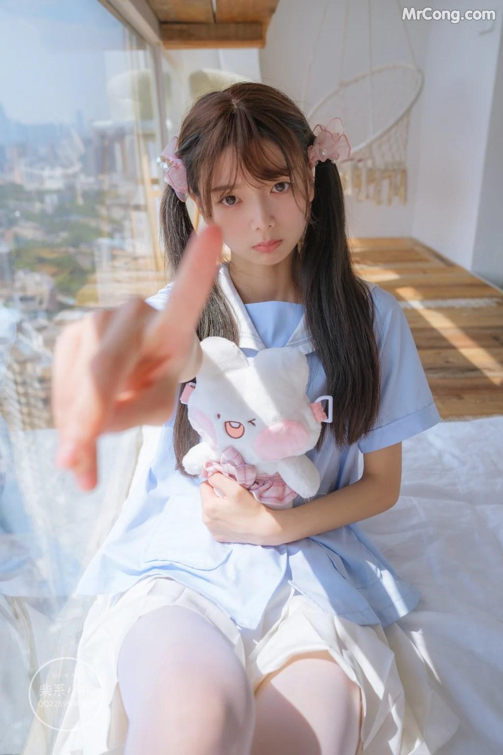 Coser@稚乖画册 Vol.001: 晴空01 白丝双马尾JK (79 photos)(73)