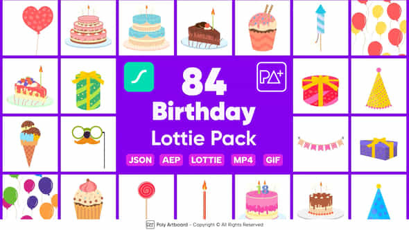 Birthday Kit Lottie Pack - VideoHive 48685351