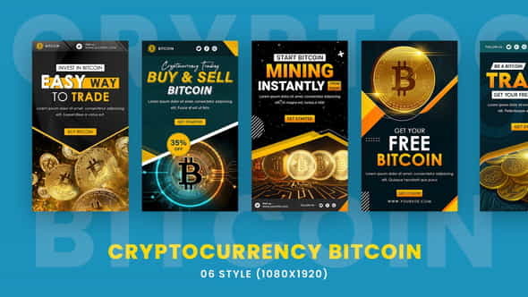 Cryptocurrency Bitcoin Stories Pack - VideoHive 35584412