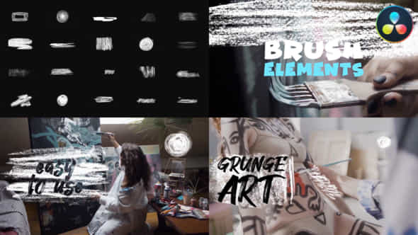 Grunge Brush Elements Davinci Resolve - VideoHive 51181692