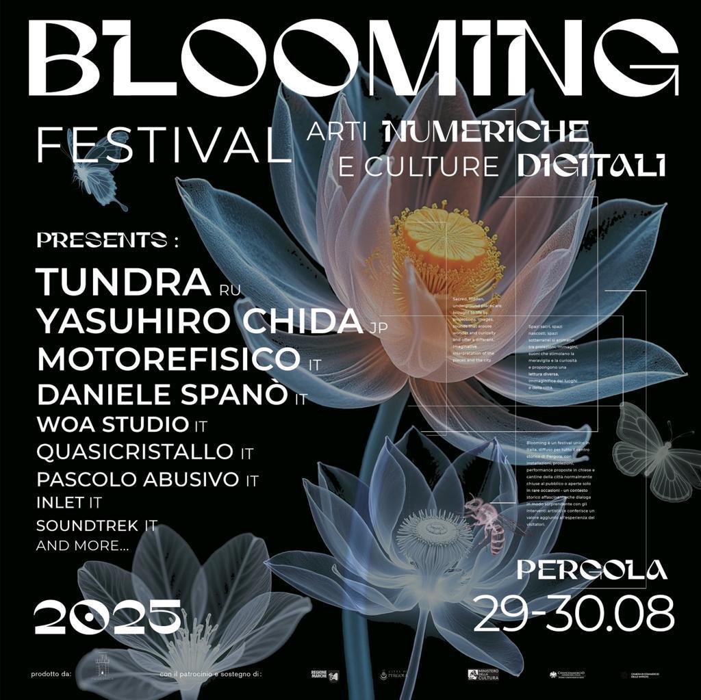 Arti numeriche e culture digitali, a Pergola (PU) Blooming Festival, venerdì 29 e sabato 30 agosto 2025