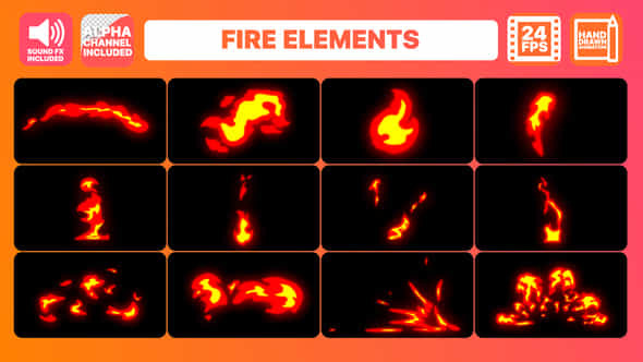 Fire Elements Pack Titles - VideoHive 22548863