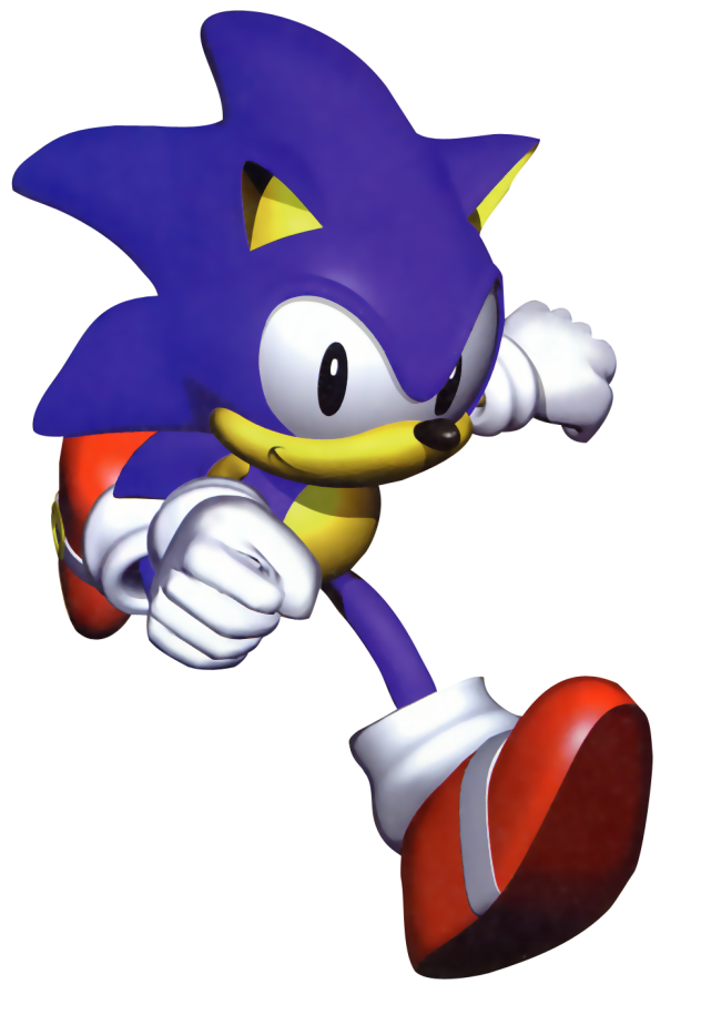 an image of sonic the hedgehog running, angled to the right.