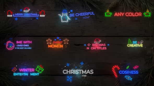 Christmas Neon Titles || DaVinci - VideoHive 35372455