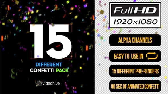 15 Confetti Pack - VideoHive 6696248