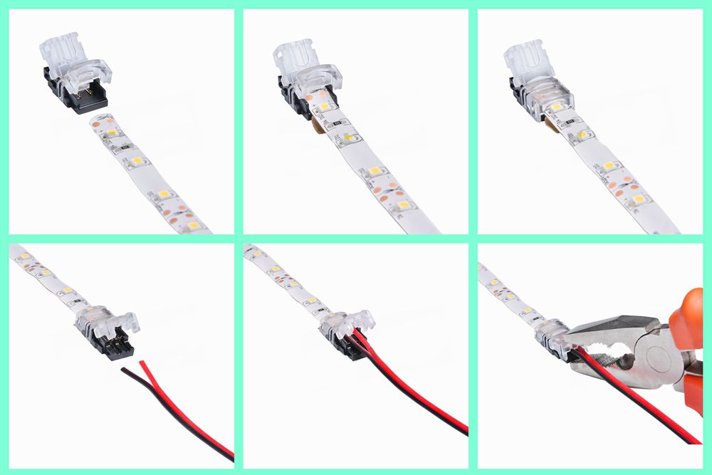 Conectores para tiras LED RGB unicolor smd 5050 3528, alargado