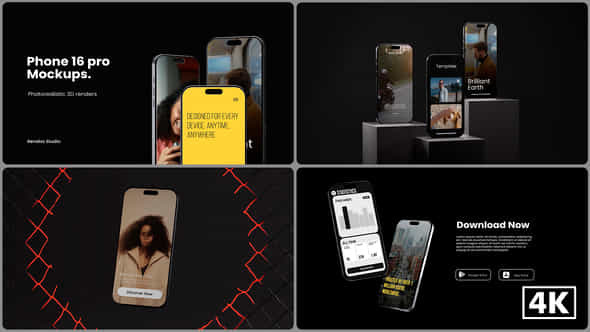 Phone 16 Pro Mockups - VideoHive 56213298