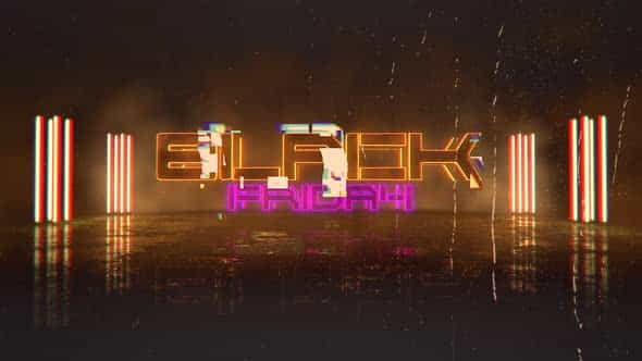 Animation intro text Black Friday and cyberpunk animation background with neon lights | Events - VideoHive 29426213