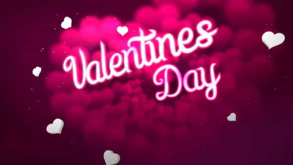 Animated closeup Valentine Day text and motion romantic heart on Valentine day shiny background | Events - VideoHive 29943192