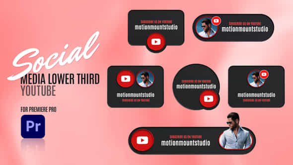 Social Media Lower Thirds Youtube Premiere Pro - VideoHive 48885062