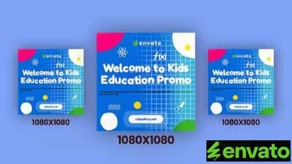 Colorfull Kids Education Promo Instagram Post 1080X1080 - VideoHive 39728268