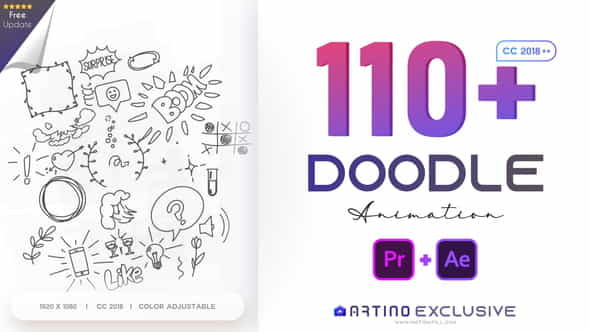 110 Animated Doodles Pack - VideoHive 28732986