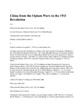 China from the Opium War to the 1911 Revolution by Jean Chesneaux, Marianne Bastic...