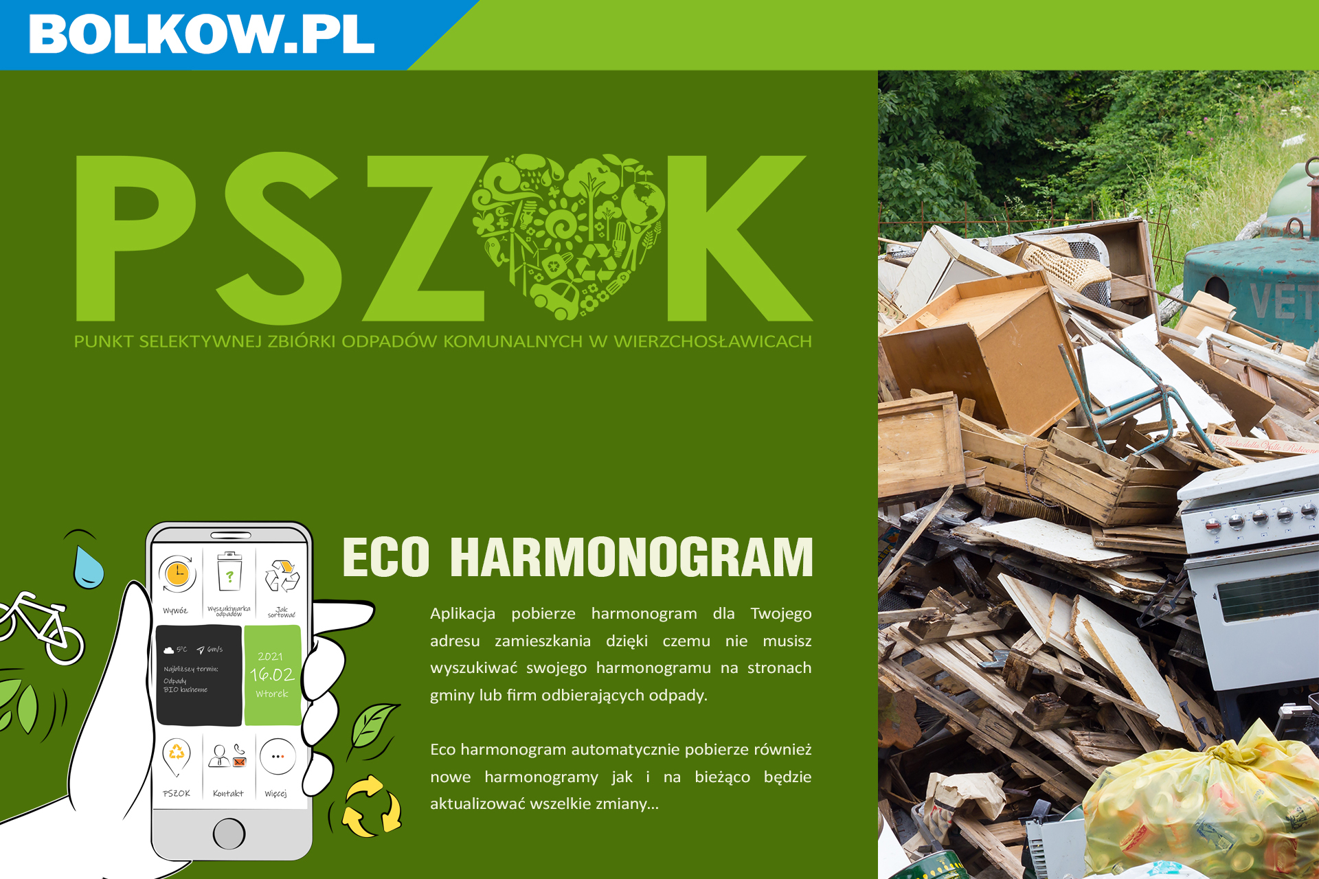 panel informujący na temat aplikacji EcoHarmonogram