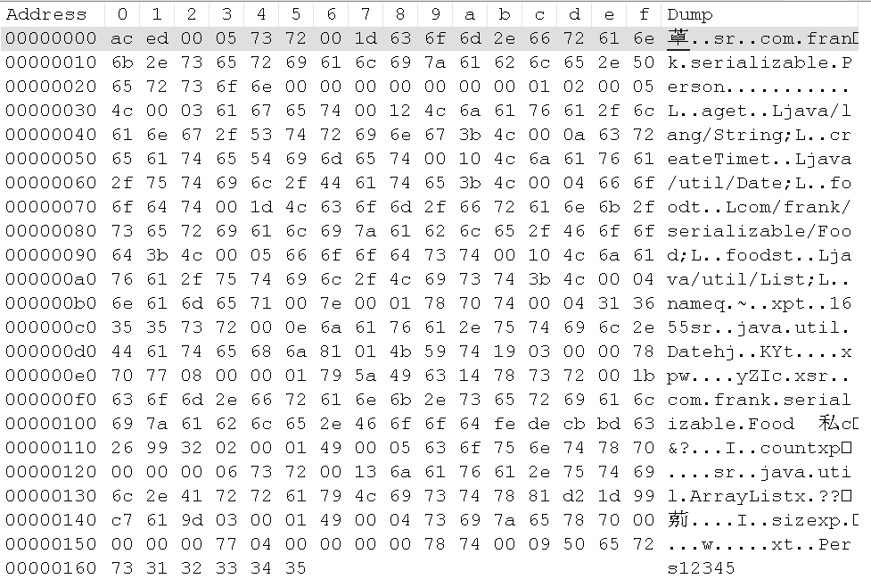 序列化后16进制数据