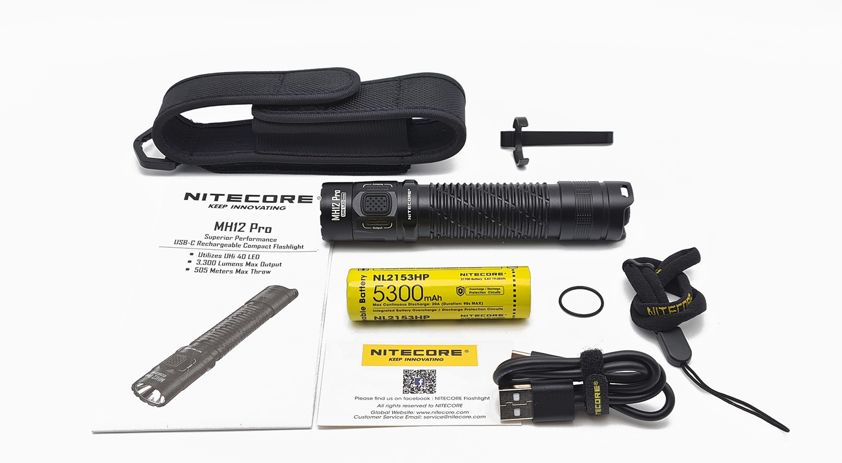 Nitecore - MH12 Pro - Ricaricabile USB - 3300 lumens e 505 metri