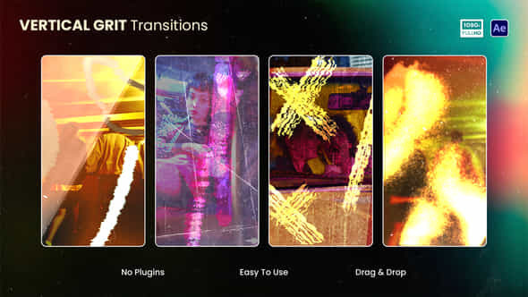 Vertical Grit Transitions - VideoHive 59198617