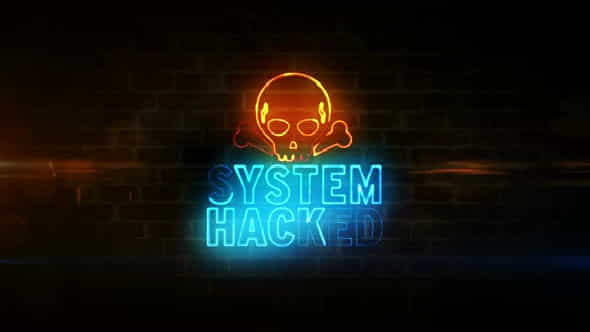 System hacked alert with skull - VideoHive 30653486