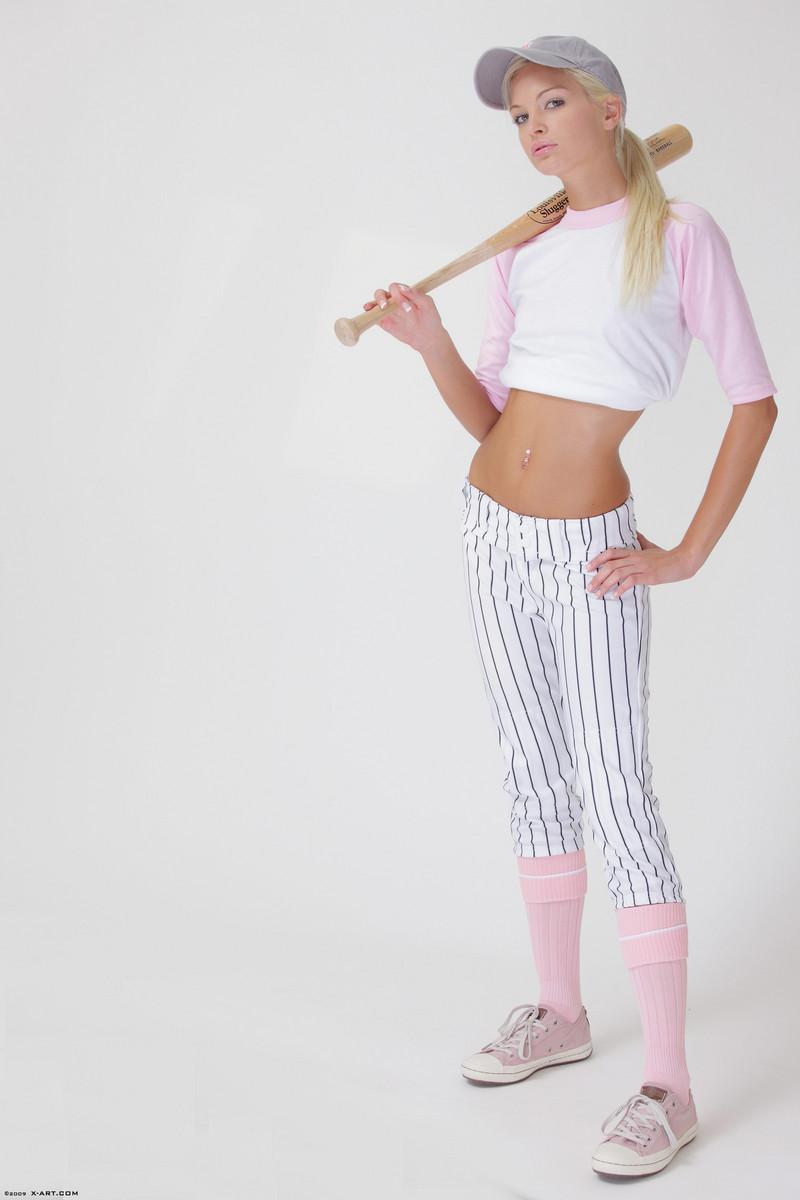 Baseball cutie Francesca loses her uniform to expose her skinny teen body(5)