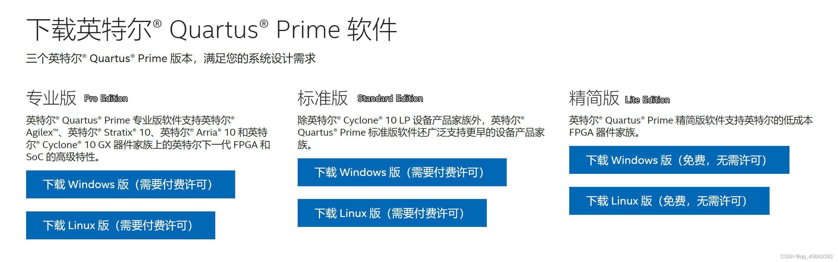 三种Quartus Prime Edition的区别