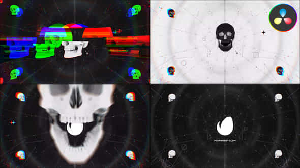 Glitch Skull Logo - VideoHive 45633435